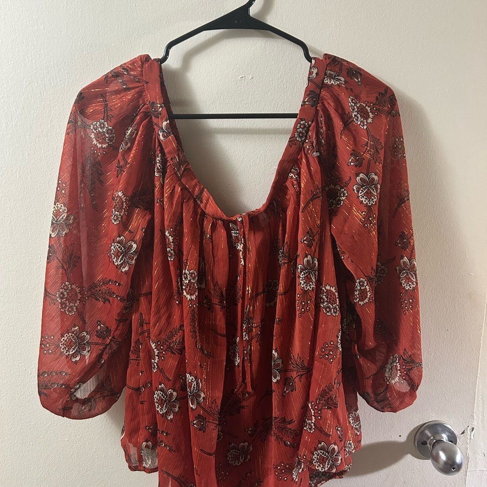 Ann Taylor Floral/paisley Red Women's Top